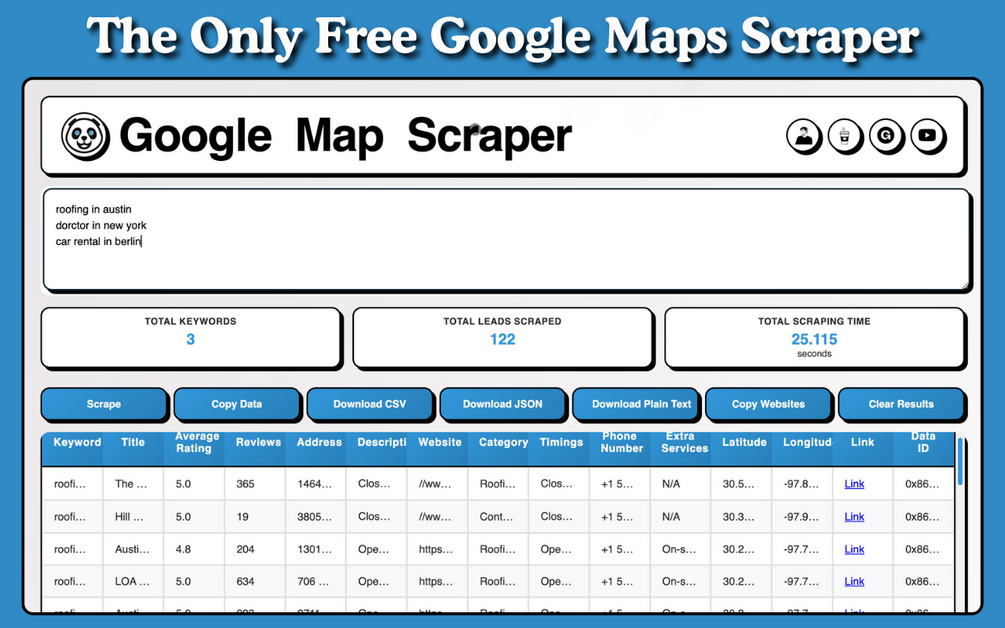 Google Map Scraper Interface